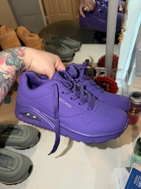 Skechers Women's Allover Purple Lace-Up Air-Cushion Sneakers